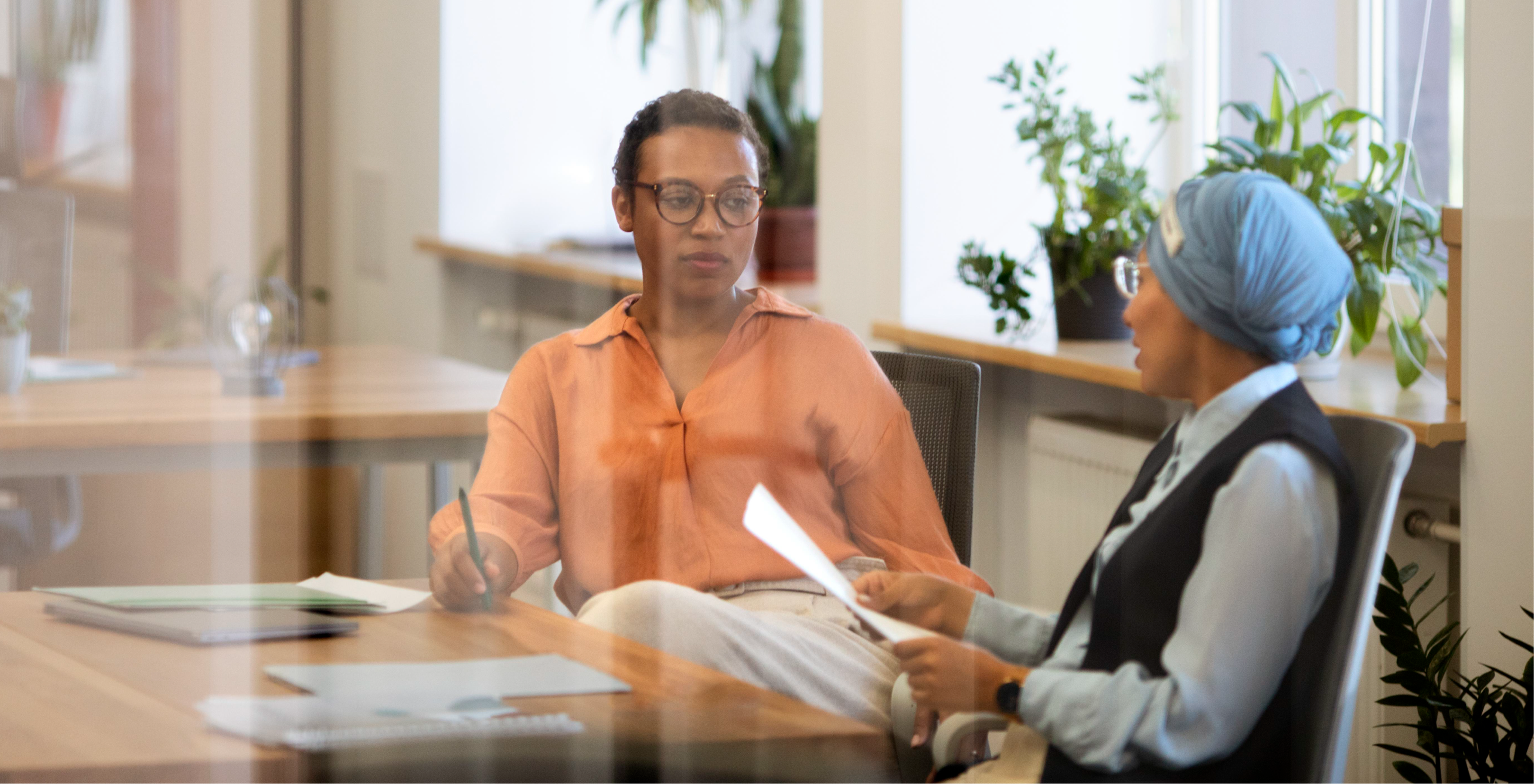 Job seeker in an interview setting.